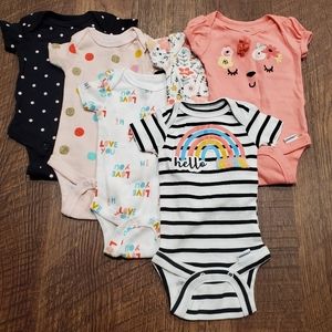Gerber 6 Baby Girl Organic Cotton Short Sleeve Bodysuits Short Sleeve Oneises NB